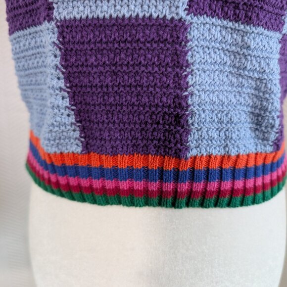 ZARA Knit Patchwork Sweater Vest Colorblock Cotton Size Small Eclectic Artsy - Picture 7 of 12